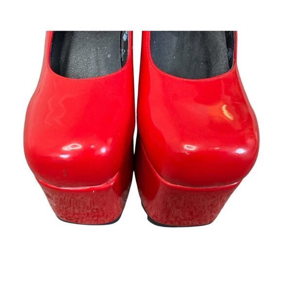 DOLLS KILL Lamoda Those Days Power Trip Chunky Platform Heels Red Patent Leather - Picture 5 of 12